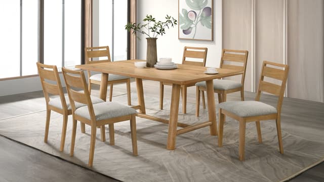 Duncan 7-piece Rectangular Wood Dining Table Set Washed Oak — photo 1