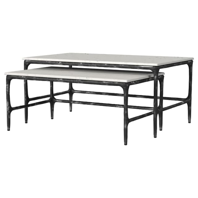 Ebby 2-piece Genuine Marble Top Nesting Coffee Tables White — photo 4