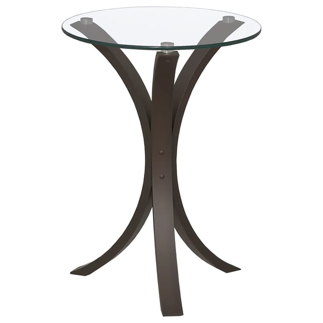 Edgar Round Glass Top Accent Side Table Cappuccino — photo 3