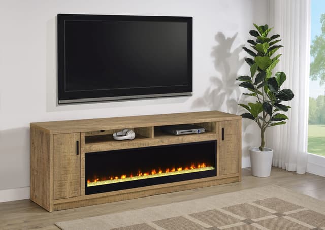 Eddy 79-inch 2-door TV Stand Fireplace Media Console Mango — photo 2