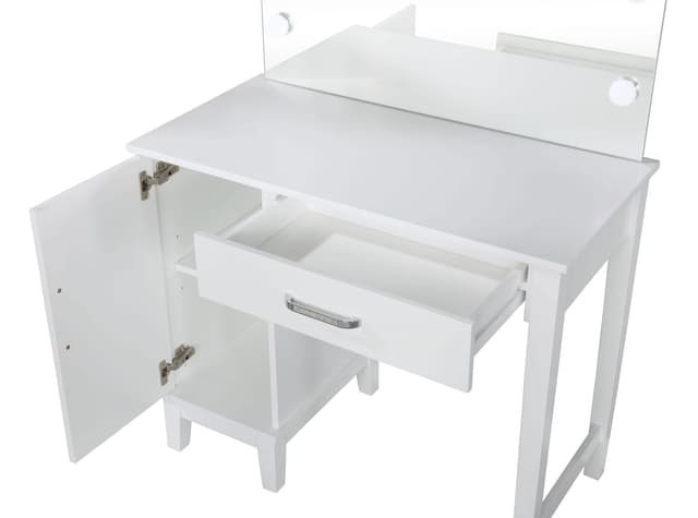 Elijah Vanity Set with Lighting & Stool White and Dark Grey — photo 5