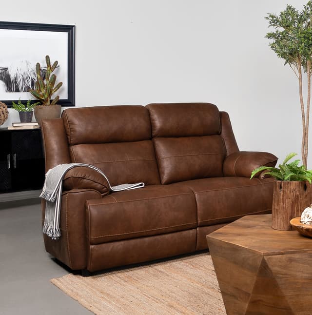 Ellington Upholstered Padded Arm Loveseat Dark Brown — photo 2