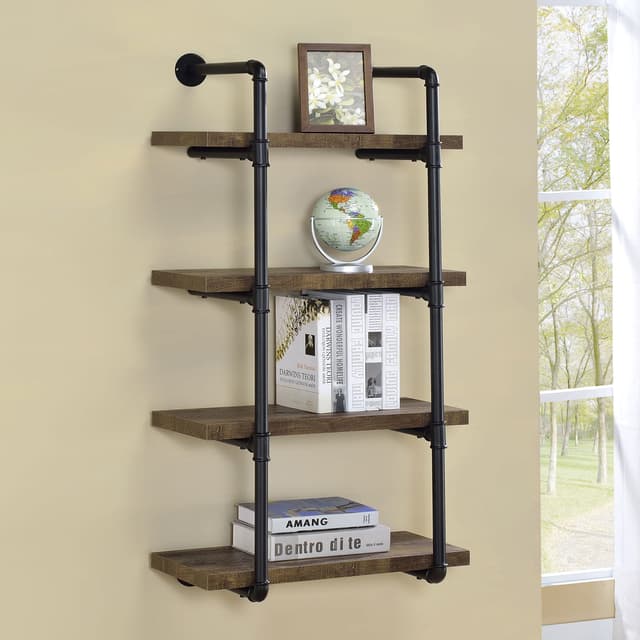 Elmcrest 24-inch 4-shelf Wall Bookshelf Rustic Oak — photo 2