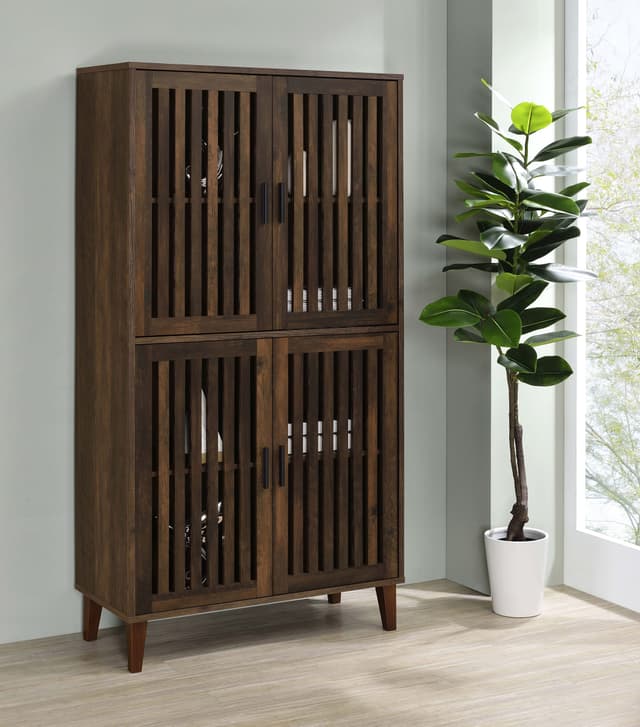 Elouise 4-door Engineered Wood Tall Accent Cabinet Dark Pine — photo 2