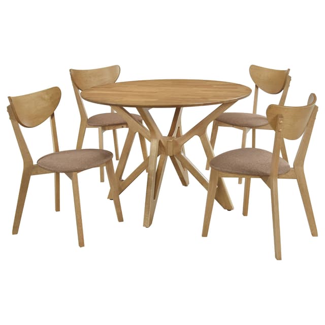 Elowen 5-piece Round Solid Wood Dining Set Light Walnut — photo 2