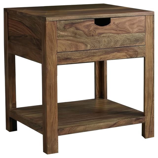 Esther 1-drawer Solid Wood Side End Table Natural Sheesham — photo 1