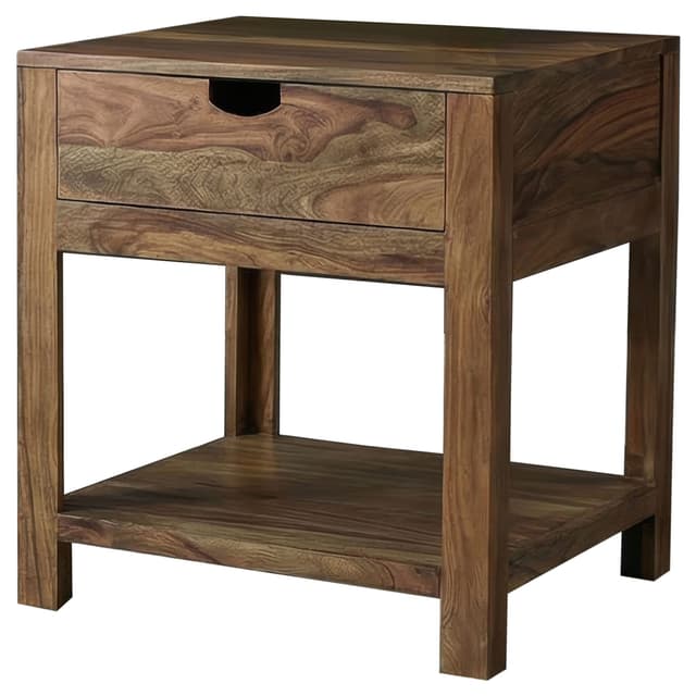 Esther 1-drawer Solid Wood Side End Table Natural Sheesham — photo 4