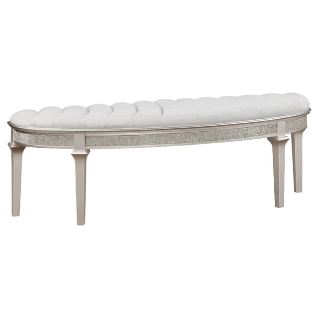Evangeline Curved Fabric Upholstered Bench Silver Oak — photo 1