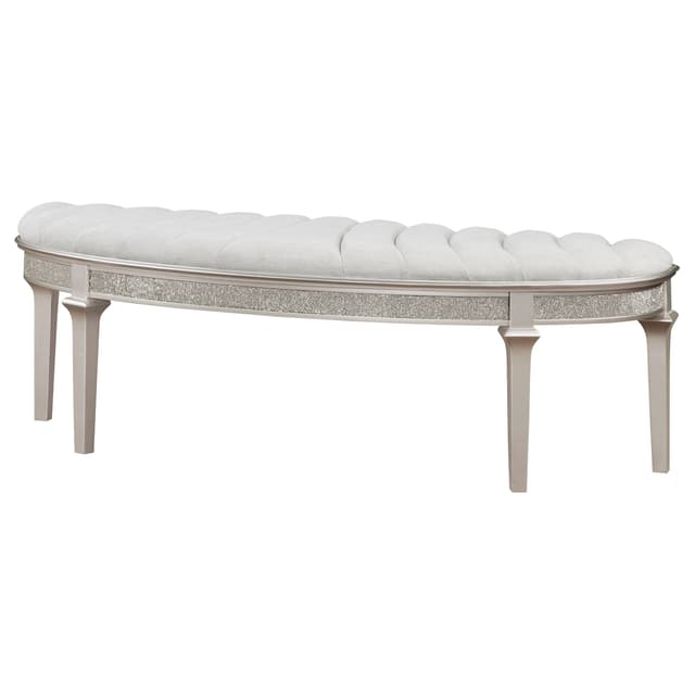 Evangeline Curved Fabric Upholstered Bench Silver Oak — photo 4