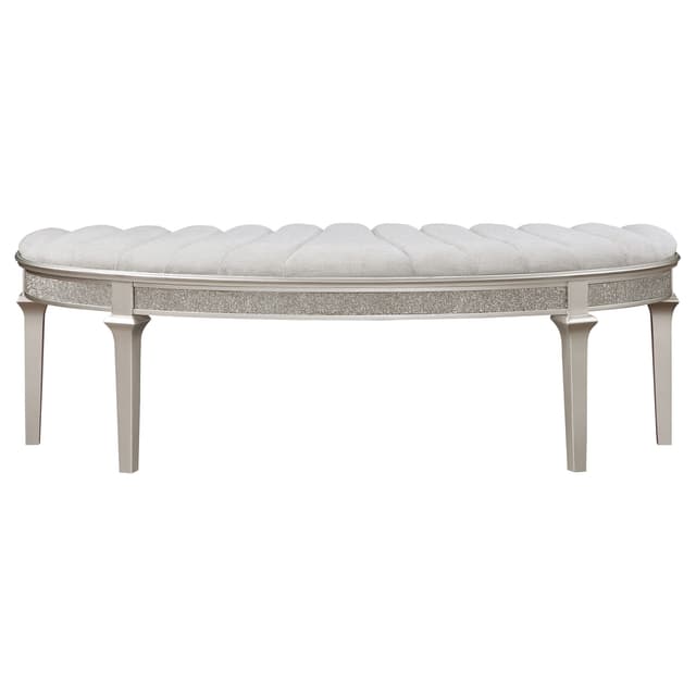 Evangeline Curved Fabric Upholstered Bench Silver Oak — photo 3