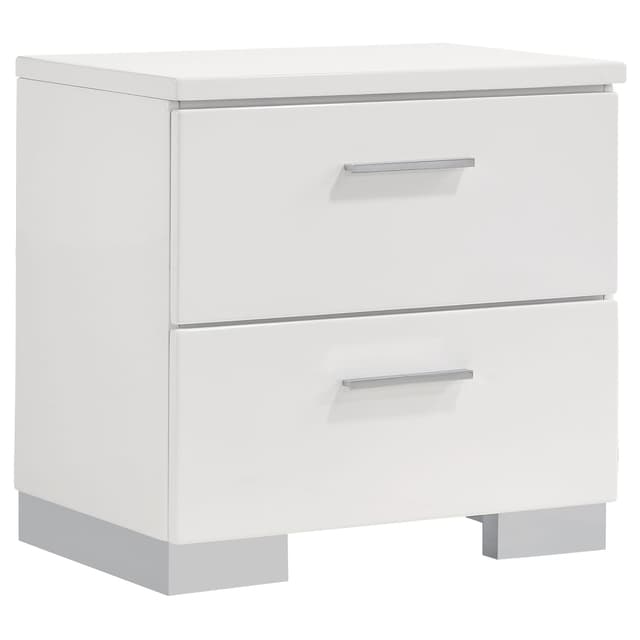Felicity 2-drawer Nightstand White High Gloss — photo 1