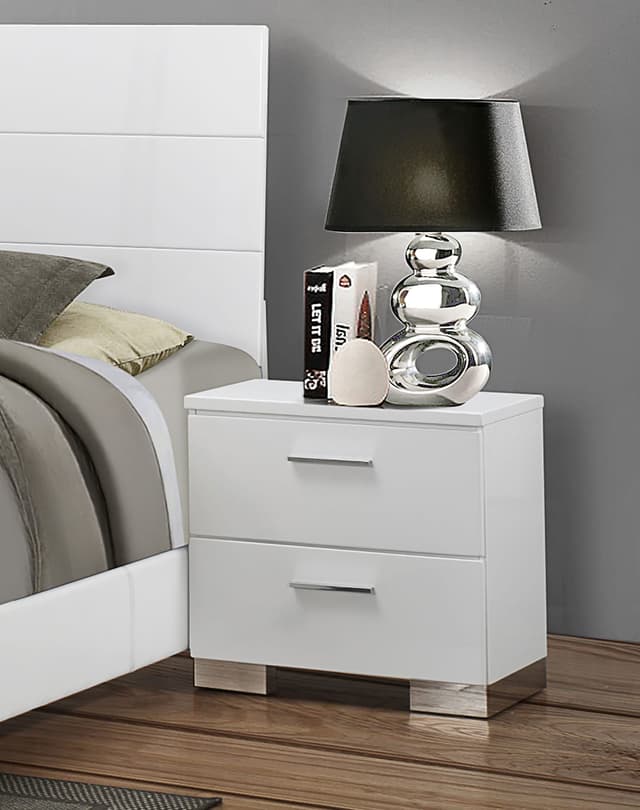 Felicity 2-drawer Nightstand White High Gloss — photo 2