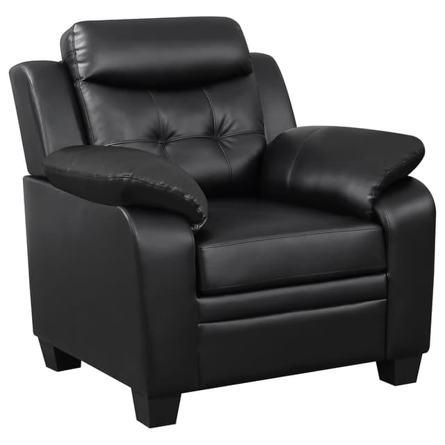 Finley Upholstered Padded Arm Tufted Accent Chair Black — photo 1