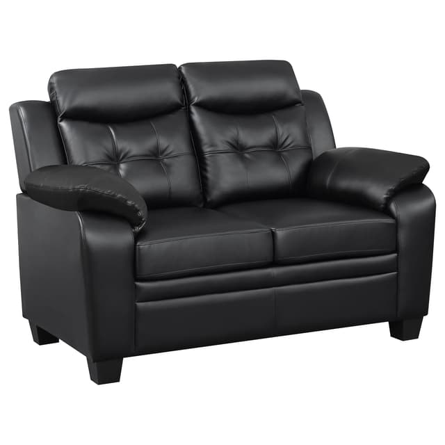 Finley Upholstered Padded Arm Tufted Loveseat Black — photo 2