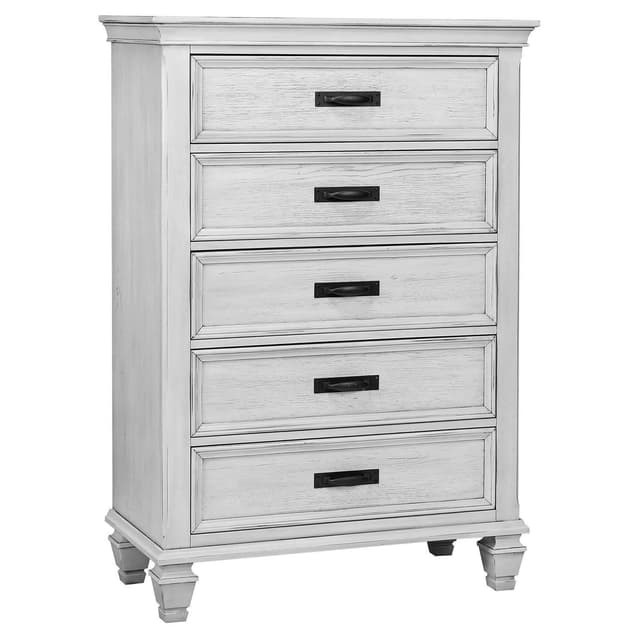 Franco 5-drawer Bedroom Chest Distressed White — photo 1