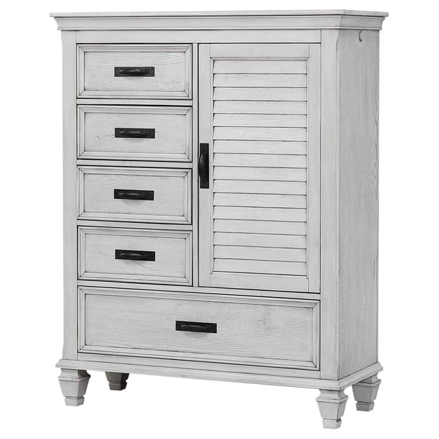 Franco 5-drawer Door Chest Distressed White — photo 2