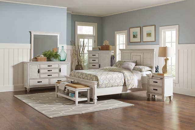 Franco 5-drawer Door Chest Distressed White — photo 4