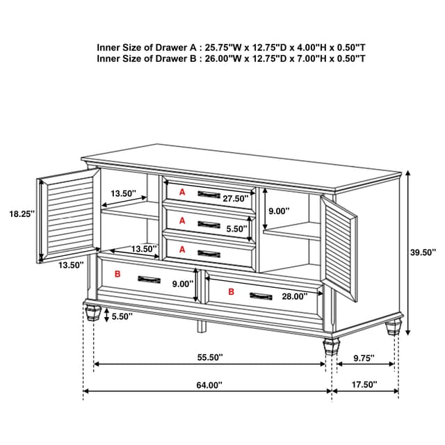 Franco 5-drawer Dresser Distressed White — photo 3