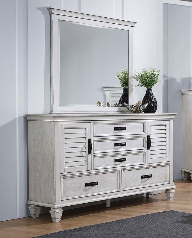 Franco 5-drawer Dresser with Mirror Distressed White — photo 2