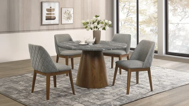 Franklin 5-piece 50-inch Round Dining Table Set Grey and Dark Oak — photo 1
