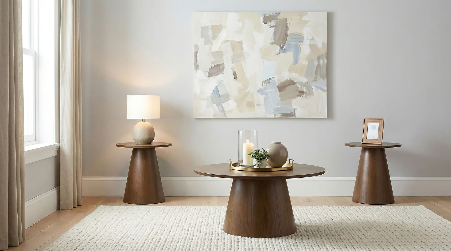 Franklin Round Pedestal Coffee Table Set