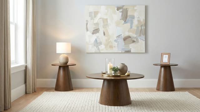 Franklin Round Pedestal Coffee Table Set — photo 1