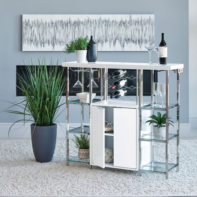 Gallimore 2-door Bar Cabinet Wine Storage White High Gloss — photo 2
