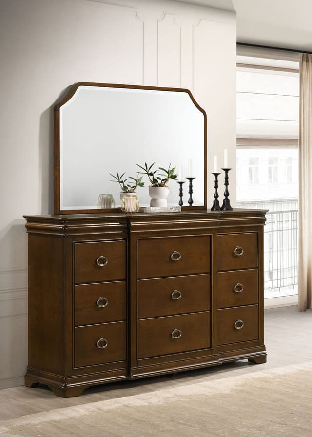 Garland 9-drawer Bedroom Dresser with Mirror Brown Cherry — photo 2
