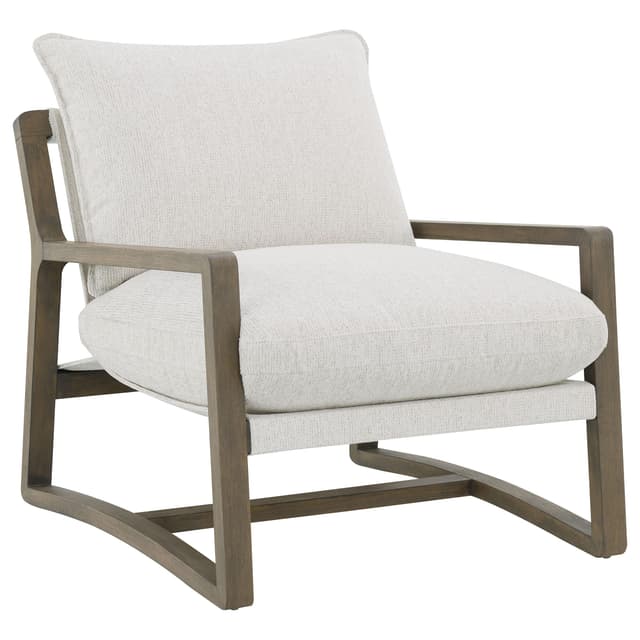 Geneva Boucle Upholstered Wood Arm Accent Chair Sand — photo 1
