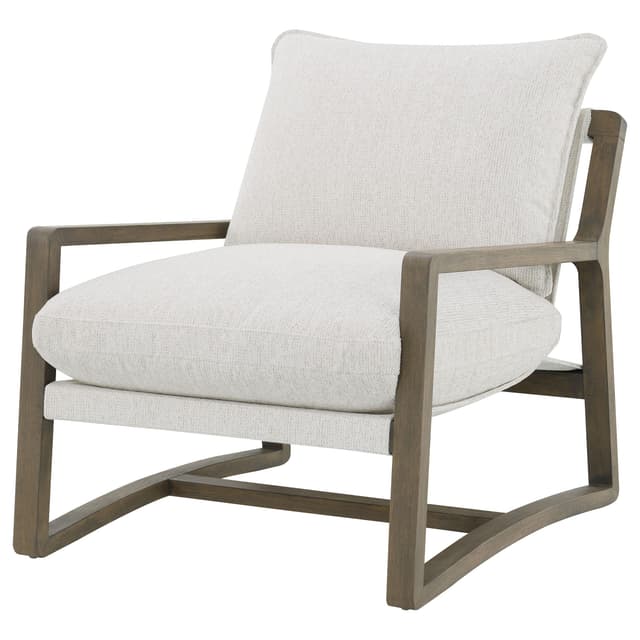 Geneva Boucle Upholstered Wood Arm Accent Chair Sand — photo 4