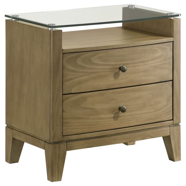 Granada 2-drawer Glass Top Nightstand Natural Pine — photo 1