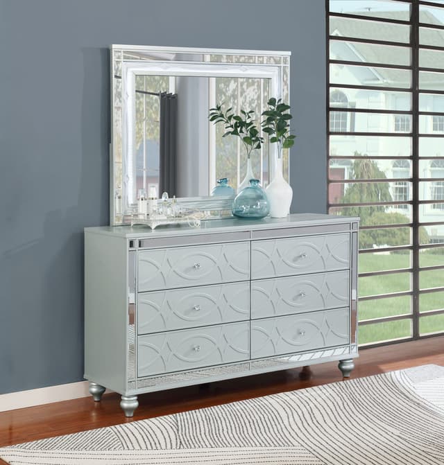 Gunnison 6-drawer Dresser with Mirror Silver Metallic — photo 2
