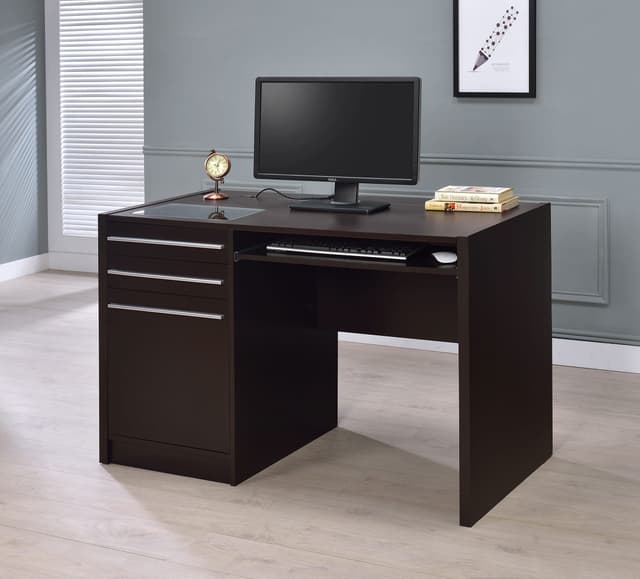 Halston 47-inch 2-drawer Office Desk with Cabinet Cappuccino — photo 2