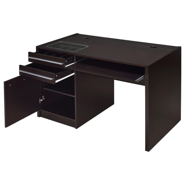 Halston 47-inch 2-drawer Office Desk with Cabinet Cappuccino — photo 3