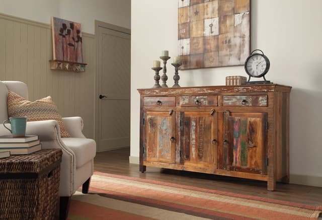 Harper 3-door Solid Reclaimed Wood Accent Cabinet Brown — photo 2