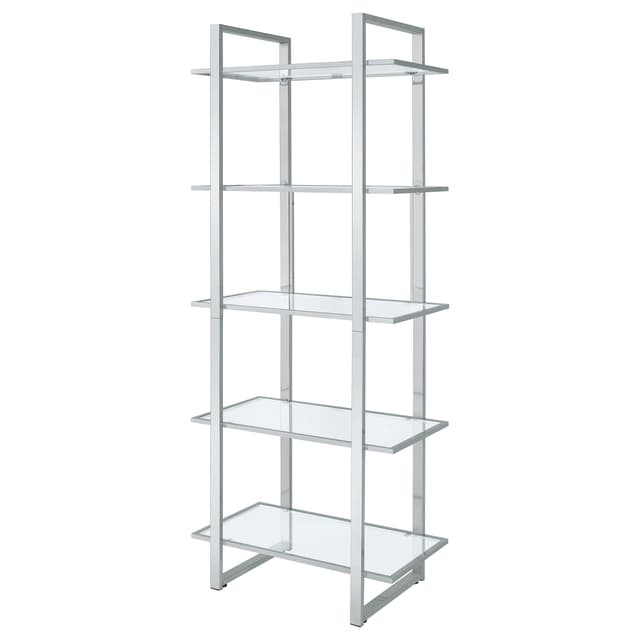 Hartford 79-inch 5-shelf Glass Bookshelf Chrome — photo 4
