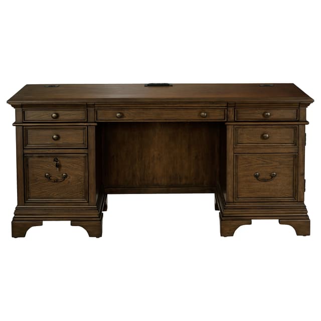 Hartshill 66-inch 5-drawer Credenza Office Desk Burnish Oak — photo 4