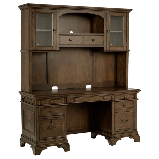Hartshill 66-inch 5-drawer Credenza with Hutch Burnished Oak — photo 1