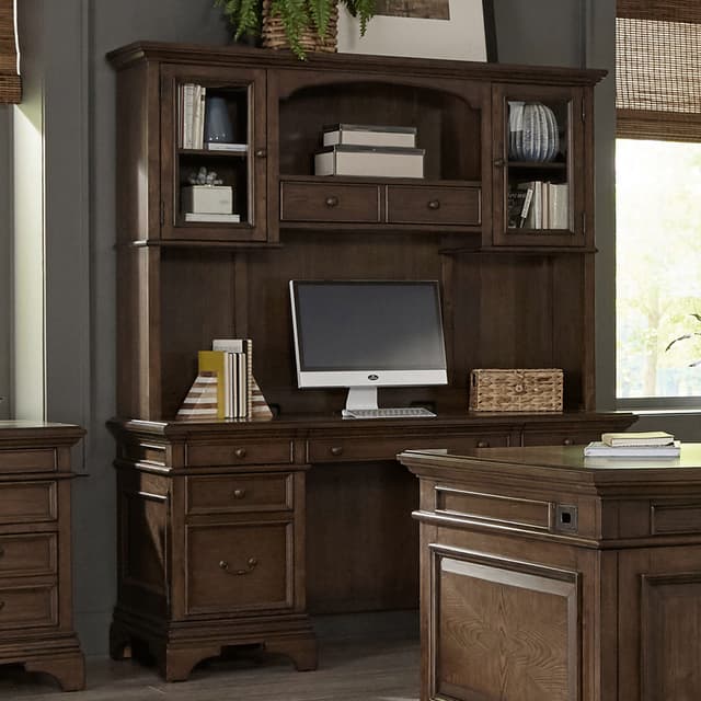 Hartshill 66-inch 5-drawer Credenza with Hutch Burnished Oak — photo 2