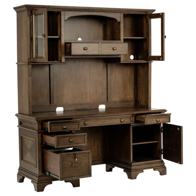 Hartshill 66-inch 5-drawer Credenza with Hutch Burnished Oak — photo 3