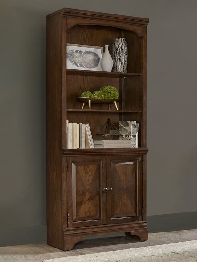 Hartshill 78-inch 3-shelf Cabinet Bookcase Burnished Oak — photo 2