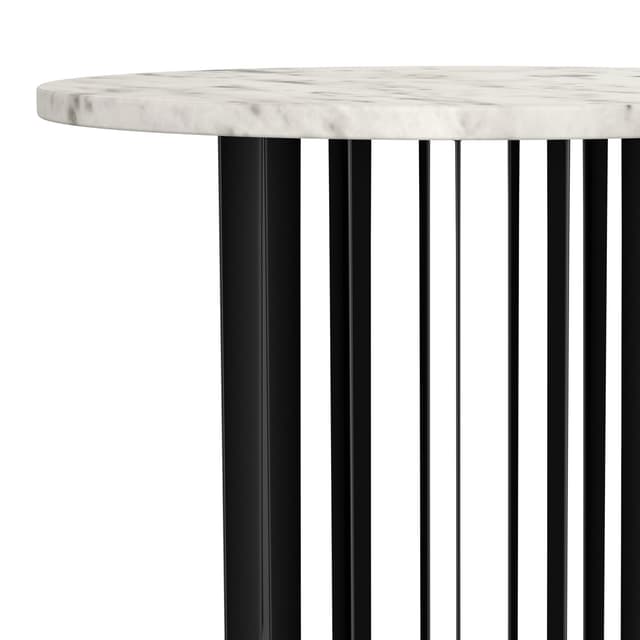 Haven Round Genuine White Marble Top End Side Table Black — photo 5