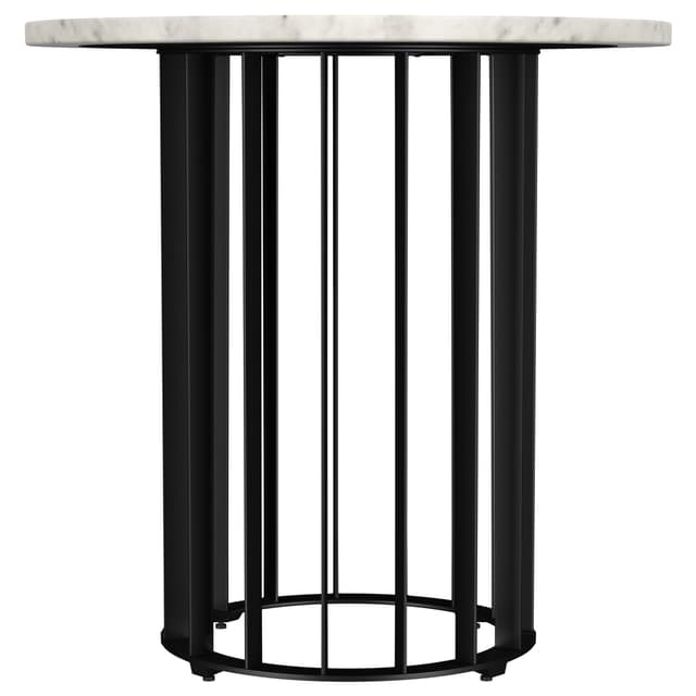 Haven Round Genuine White Marble Top End Side Table Black — photo 3