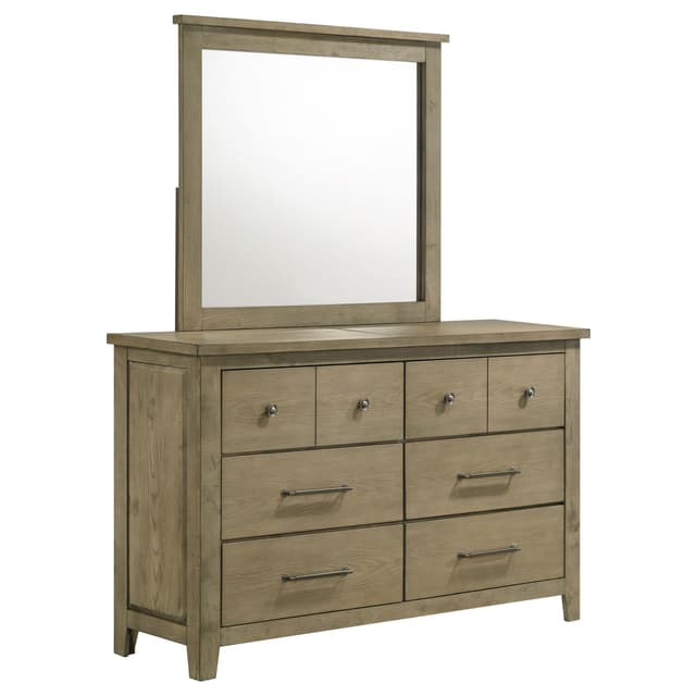 Hazlewood 6-drawer Bedroom Dresser with Mirror Vineyard Oak — photo 1