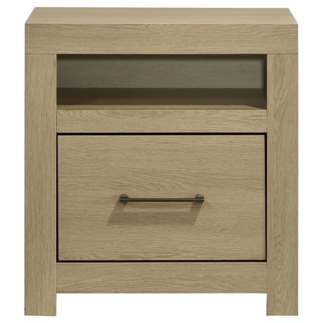 Hendricks 1-drawer Nightstand Bedside Table with Cubby Light Oak — photo 3