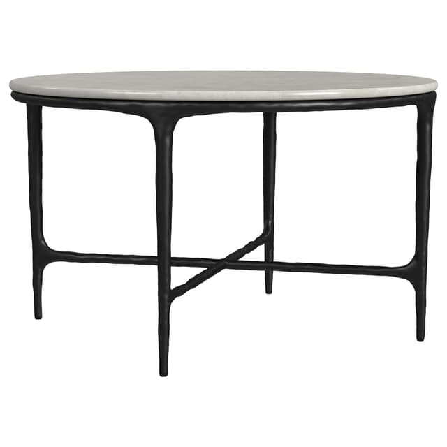 Hermas Round Genuine Marble Top Metal Coffee Table White — photo 1