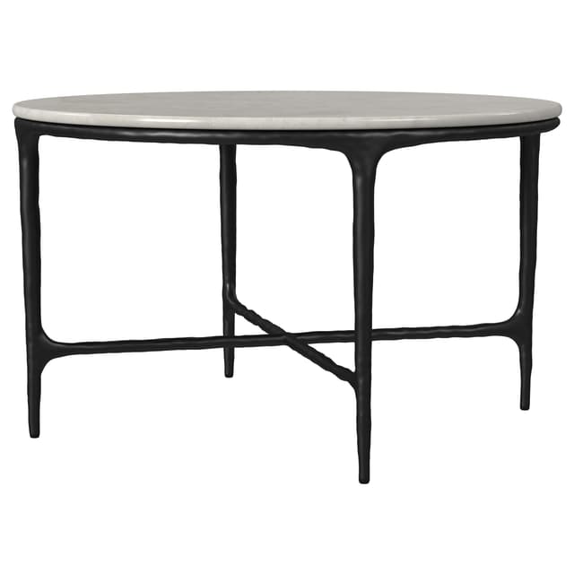 Hermas Round Genuine Marble Top Metal Coffee Table White — photo 4