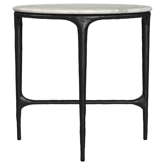 Hermas Round Genuine Marble Top Metal End Side Table White — photo 5
