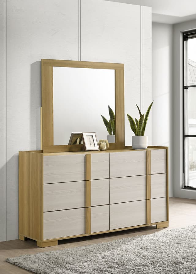 Hyland 6-drawer Dresser with Mirror Natural — photo 2