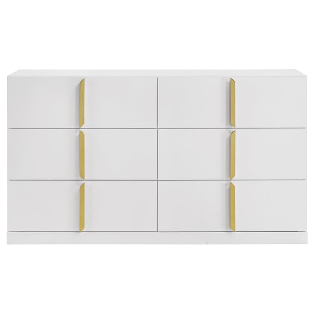 Ines 6-drawer Bedroom Dresser Cabinet White High Gloss — photo 3